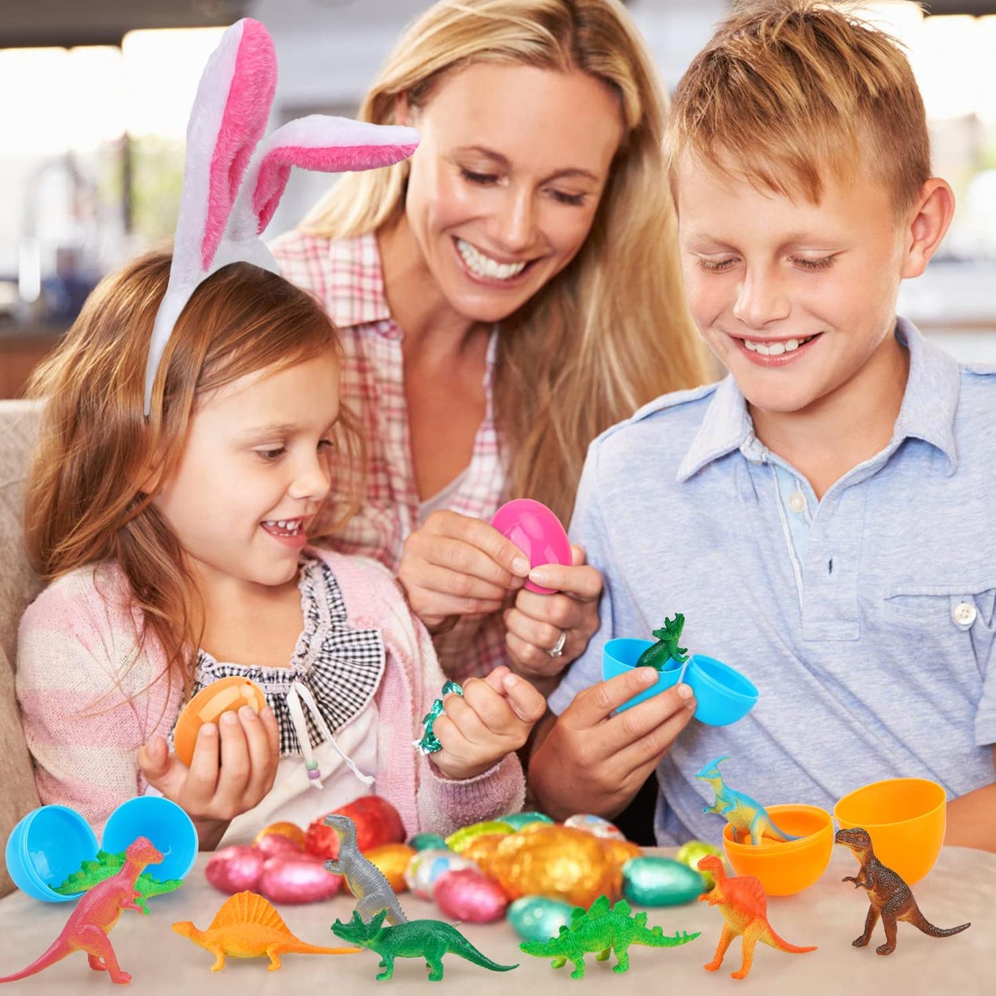 Easter Eggs Filled With Pullback Construction Vehicles, Cute Animals, Dinosaurs, Jewelry pieces and Bunnies