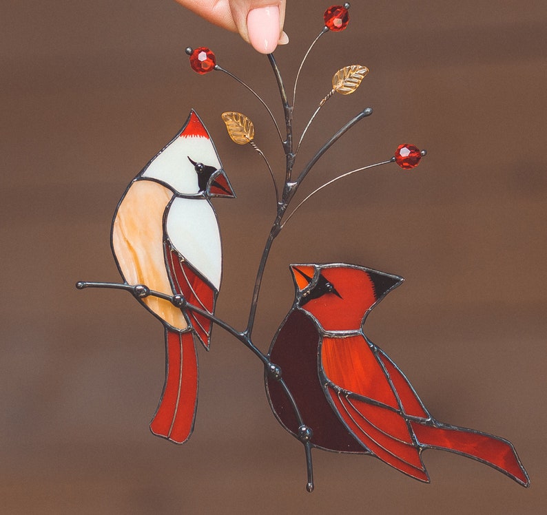 🐦Beautiful Painted Window Decoration Red Cardinals