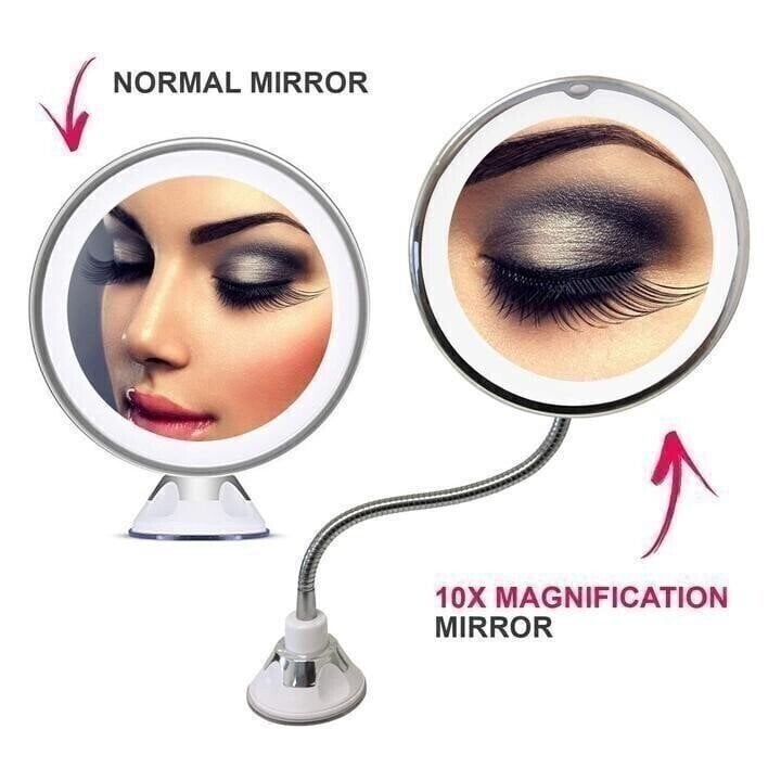 360° Flexible Light Up 10X Magnification Makeup Mirror