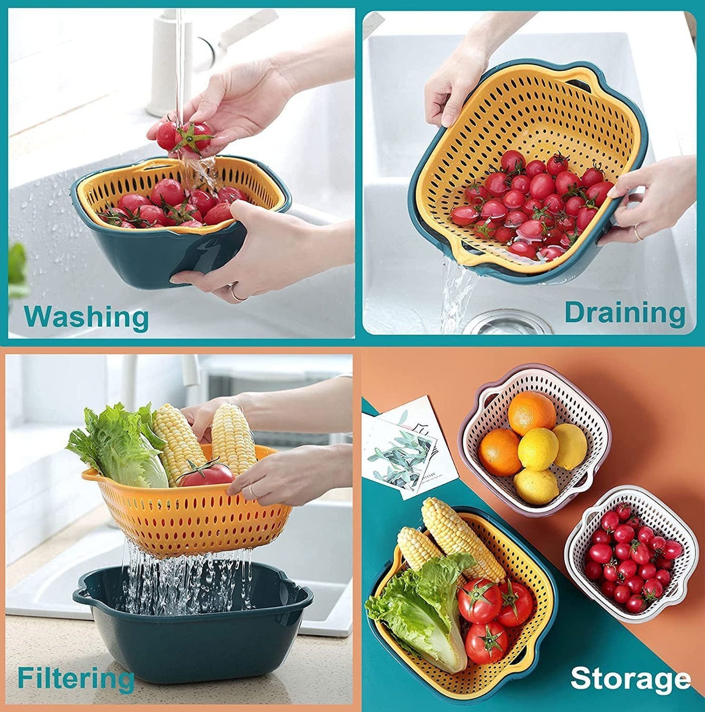 (🔥Early Christmas Hot Sale-49% Off) Double Drain Basket-Buy More Save More